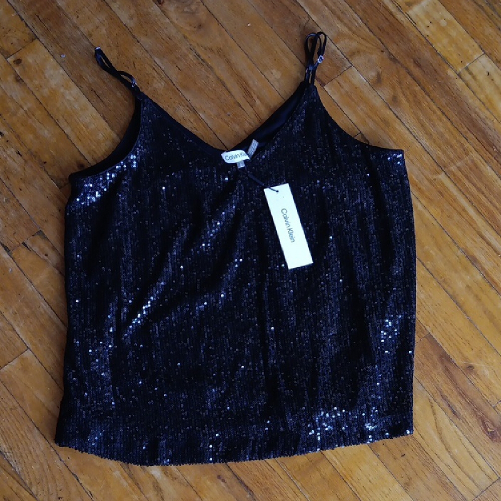 Calvin Klein Black Sequin Sleeveless Camisole